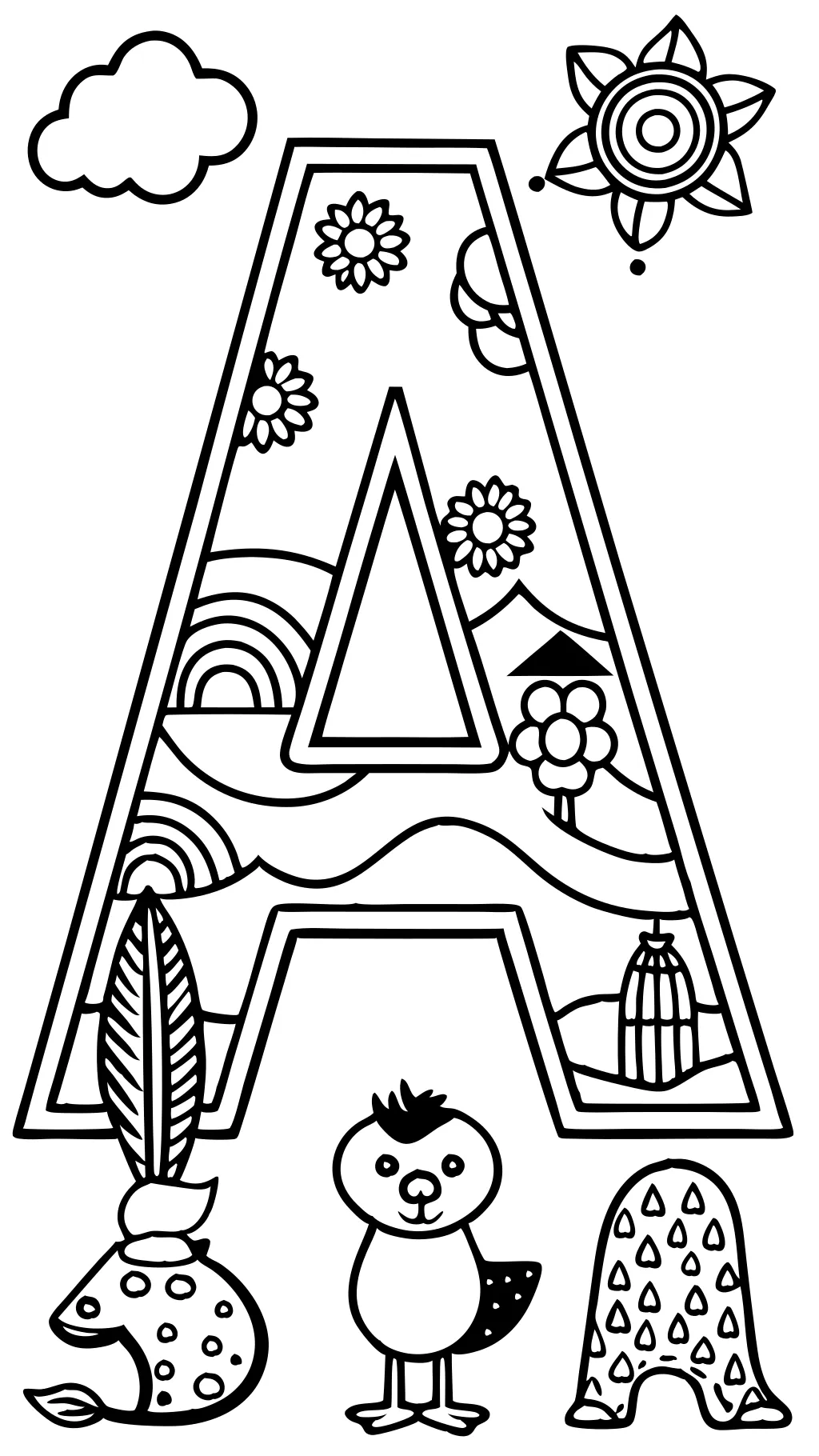 coloring pages letter a